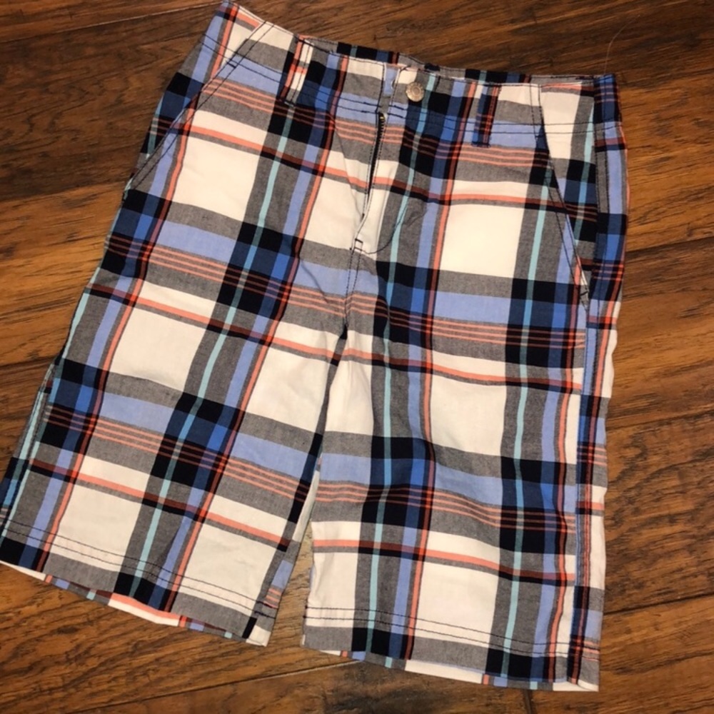 Boys blue and white plaid shorts